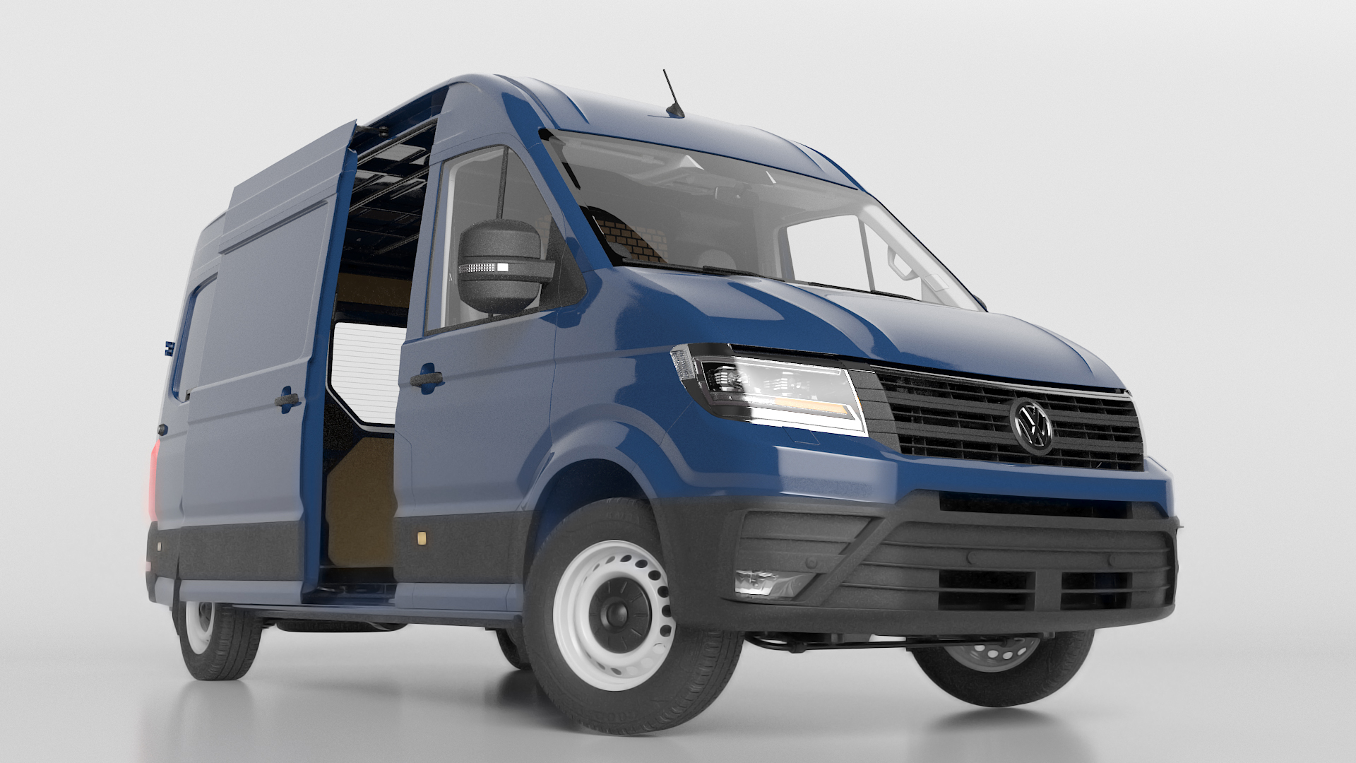 3D model Volkswagen Crafter Van 2024 Blue Color Rigged