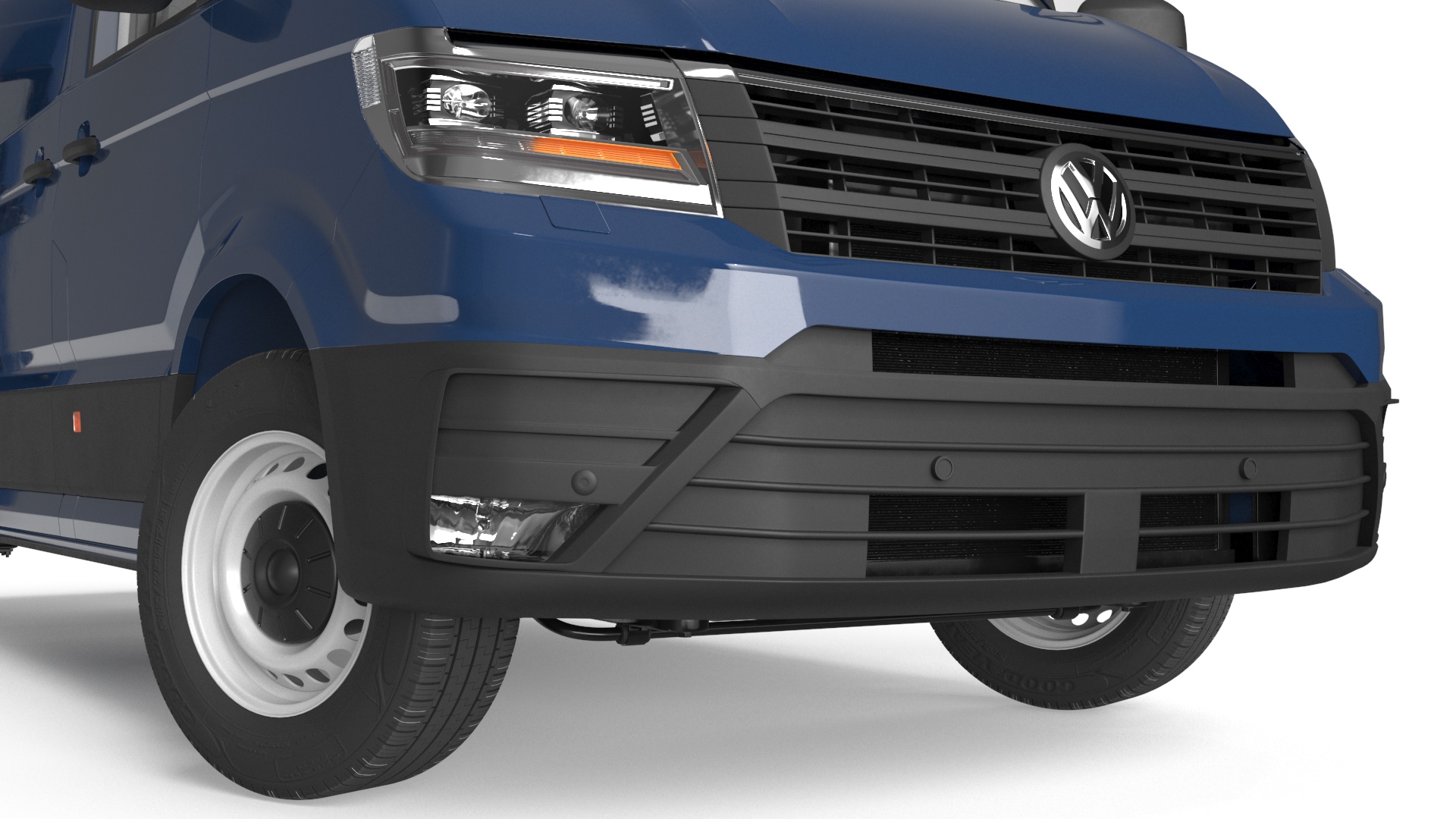 3D model Volkswagen Crafter Van 2024 Blue Color Rigged