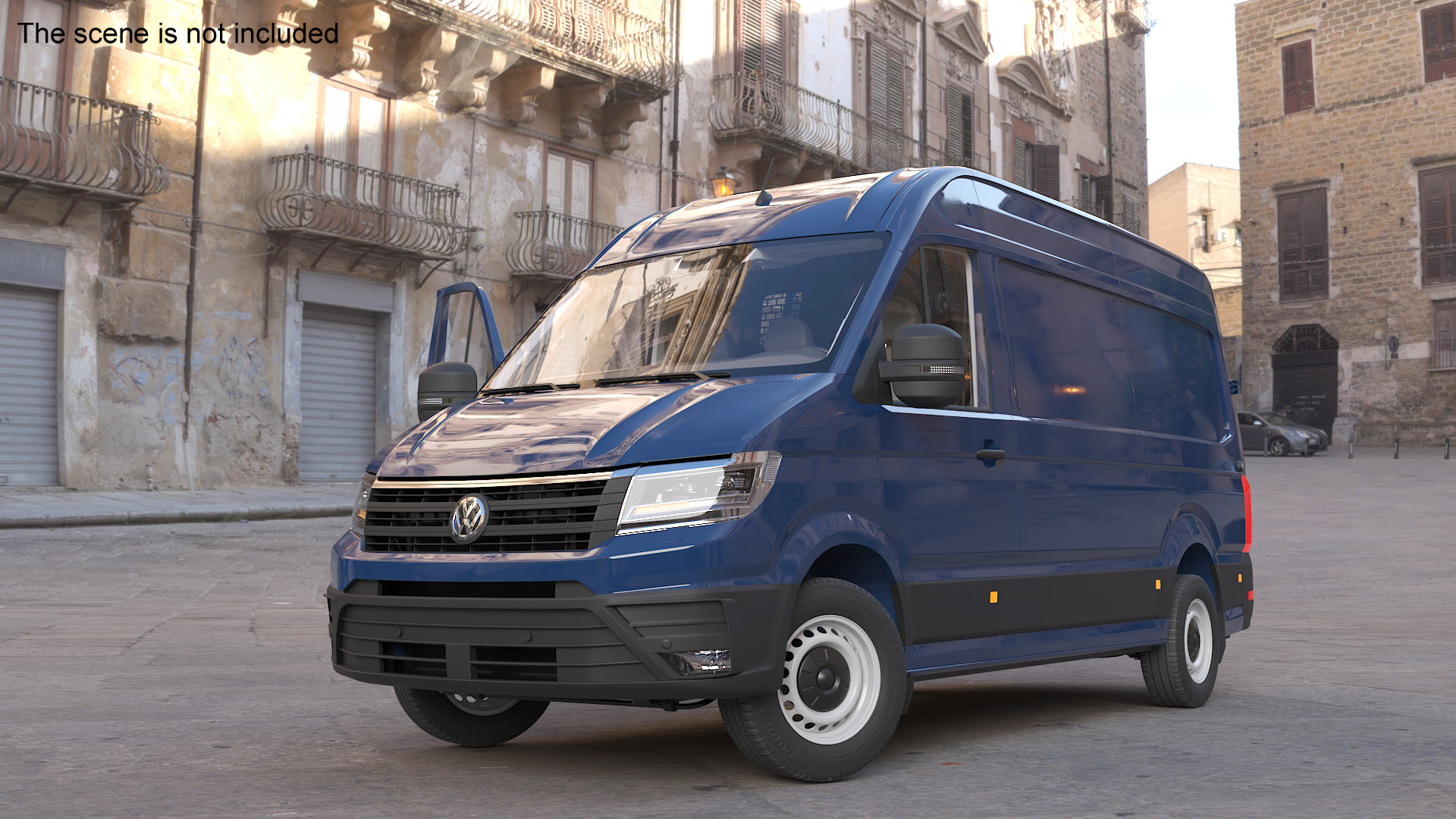3D model Volkswagen Crafter Van 2024 Blue Color Rigged