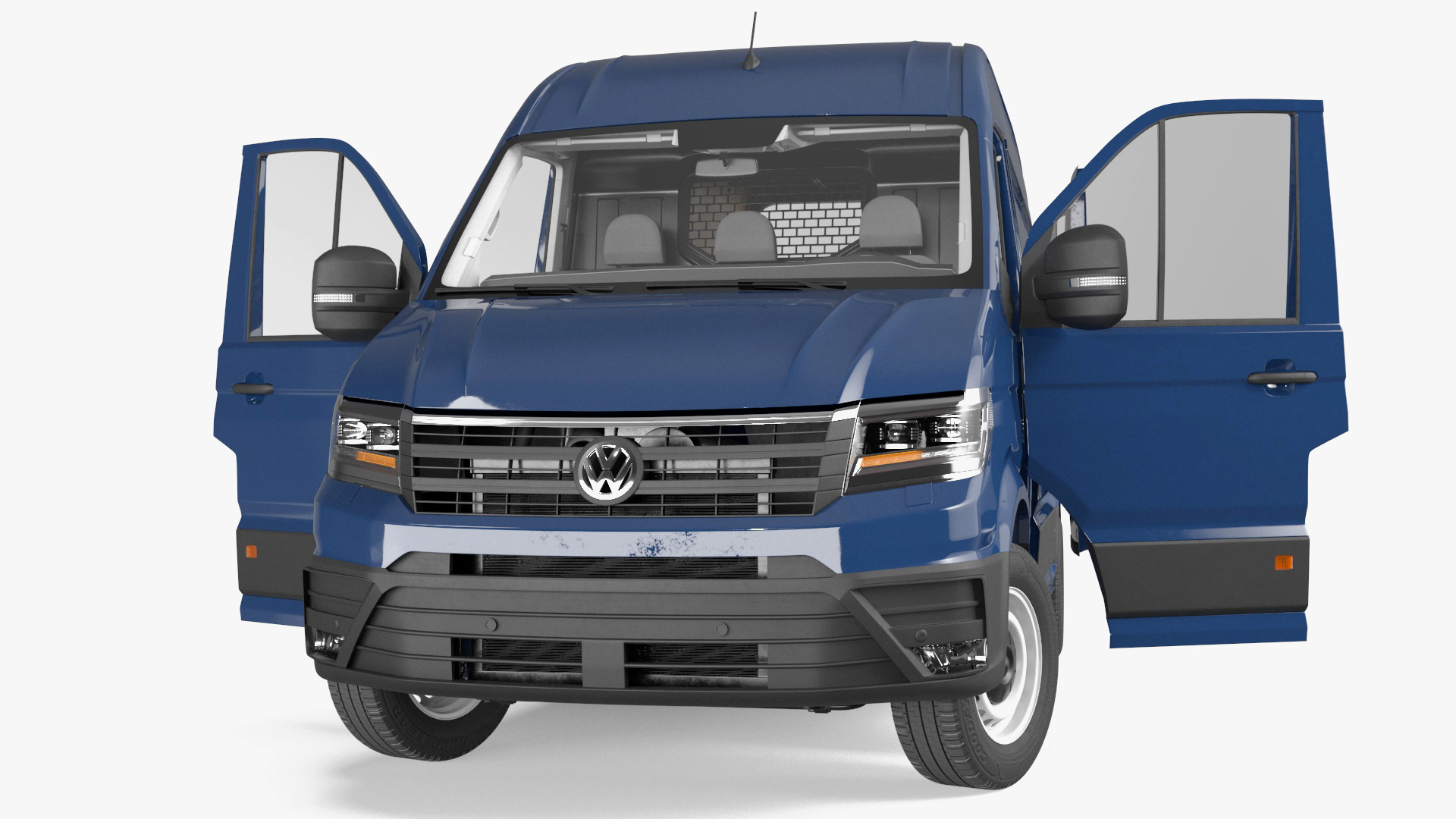 3D model Volkswagen Crafter Van 2024 Blue Color Rigged