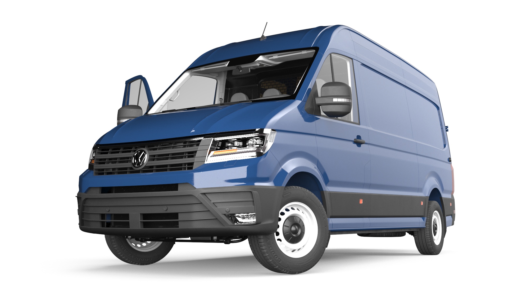 3D model Volkswagen Crafter Van 2024 Blue Color Rigged