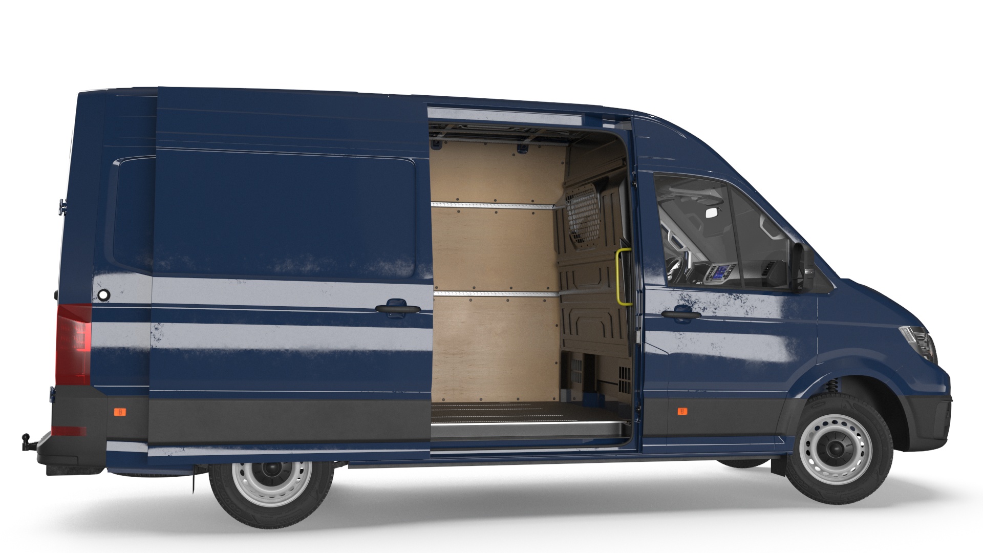 3D model Volkswagen Crafter Van 2024 Blue Color Rigged