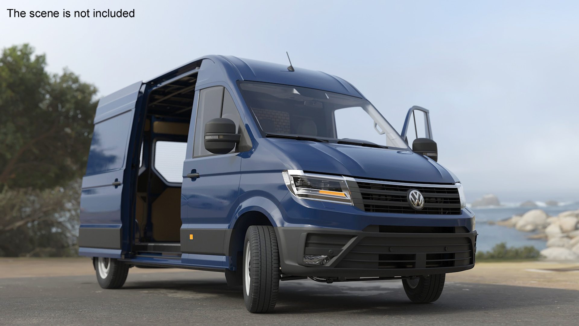 3D model Volkswagen Crafter Van 2024 Blue Color Rigged