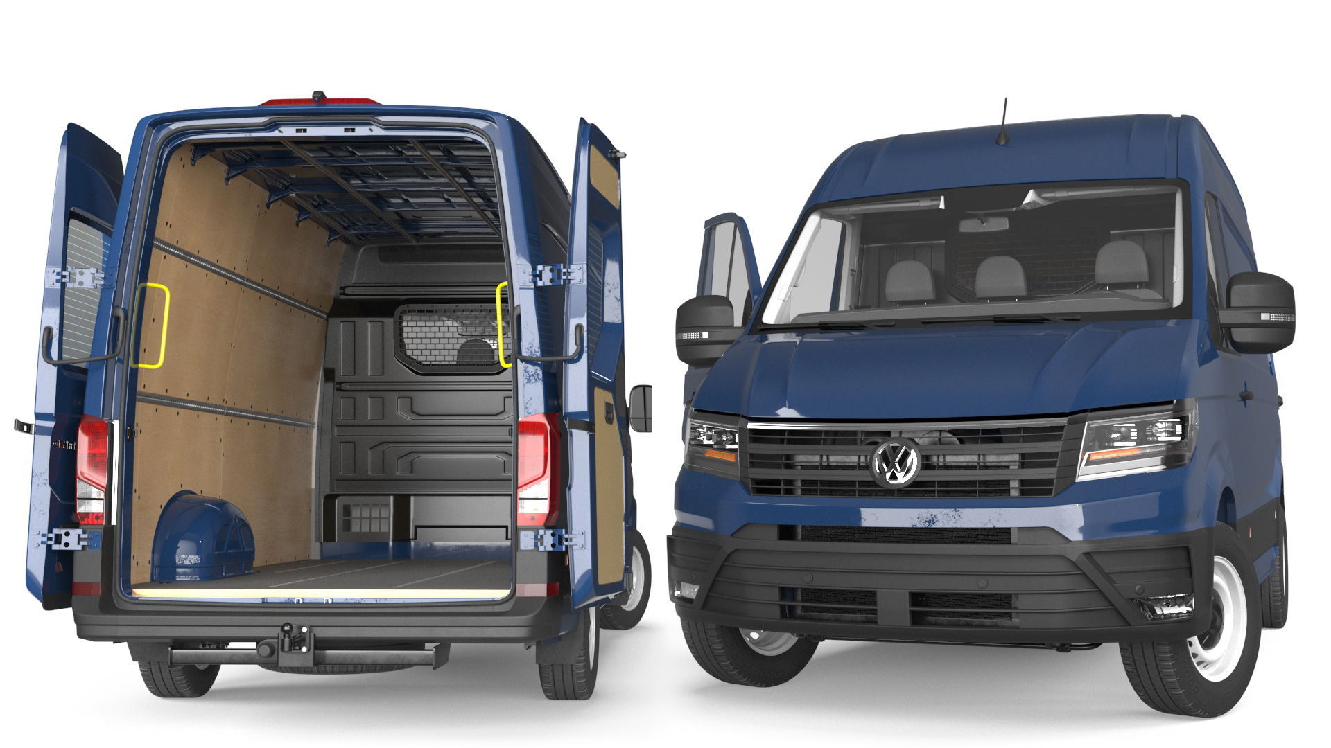 3D model Volkswagen Crafter Van 2024 Blue Color Rigged