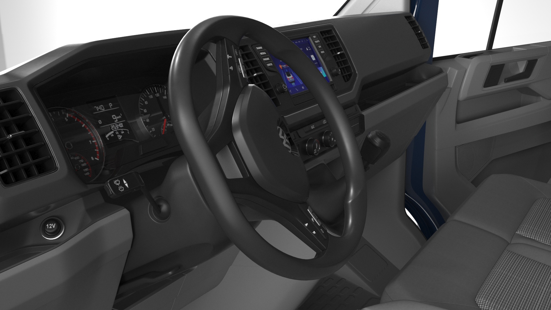 3D model Volkswagen Crafter Van 2024 Blue Color Rigged