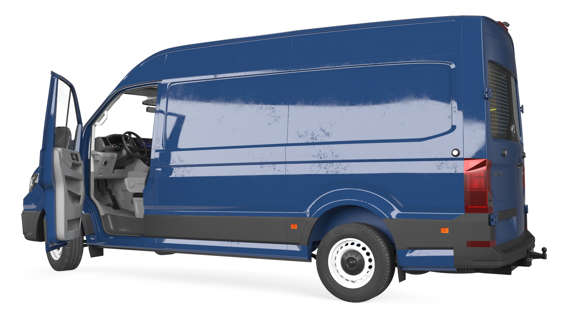 3D model Volkswagen Crafter Van 2024 Blue Color Rigged