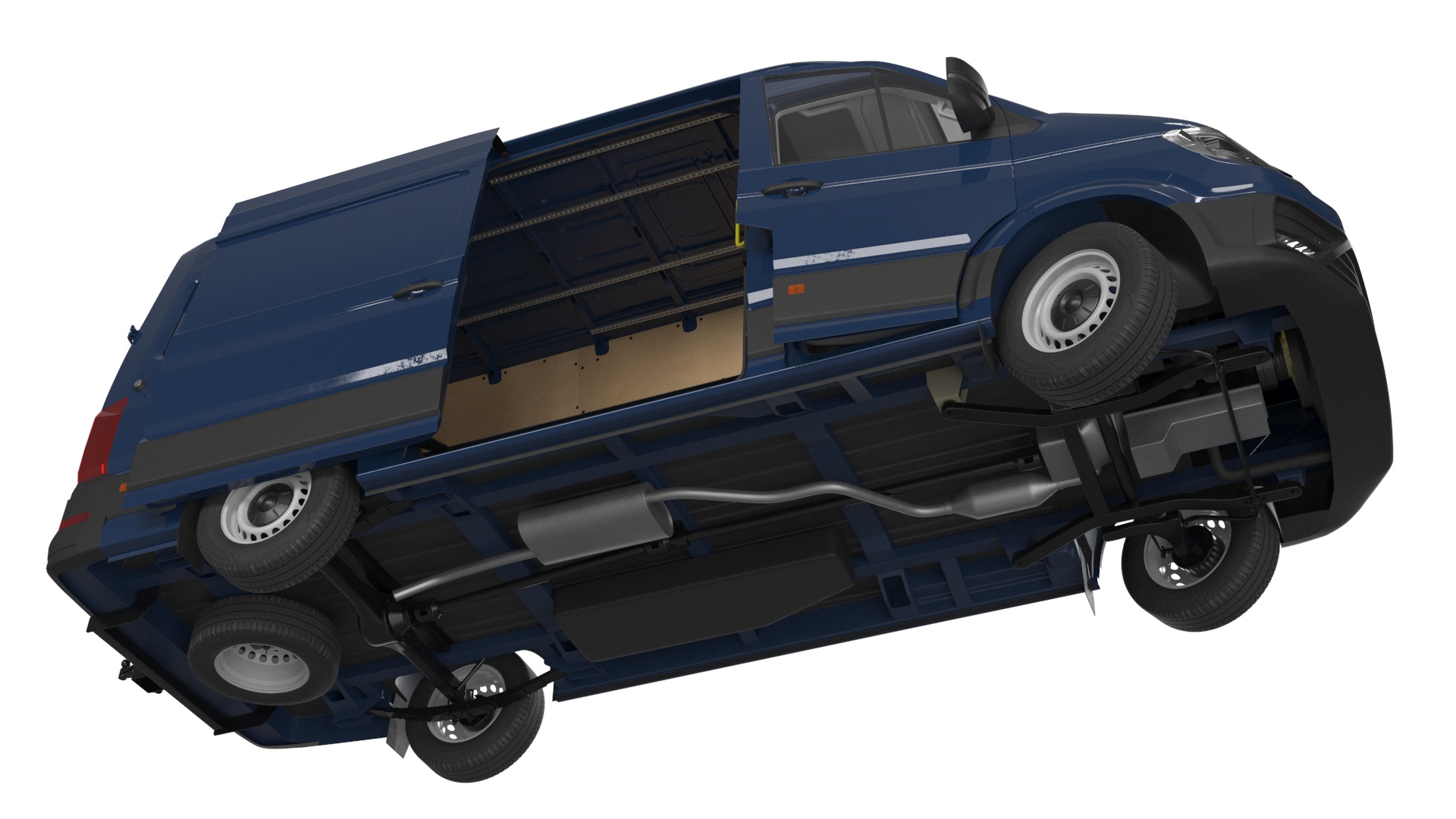 3D model Volkswagen Crafter Van 2024 Blue Color Rigged