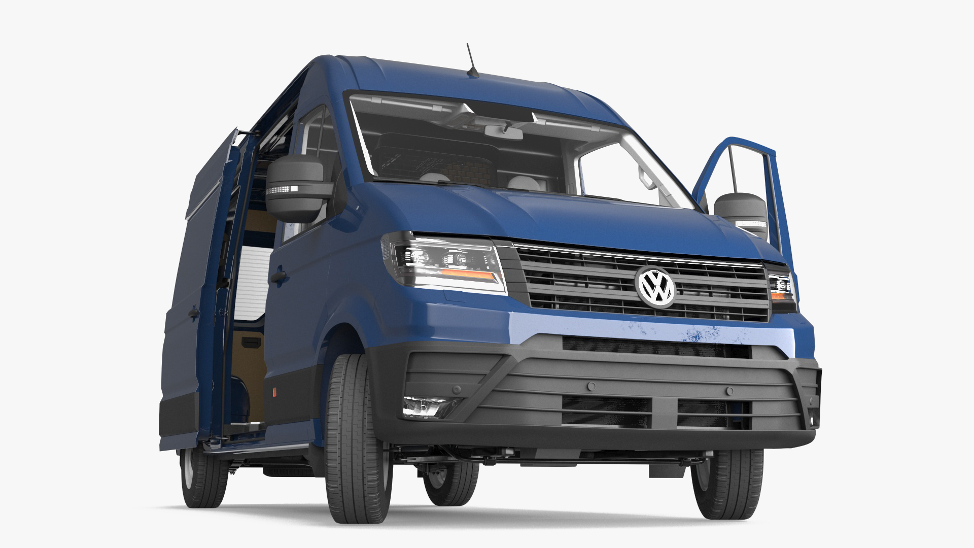 3D model Volkswagen Crafter Van 2024 Blue Color Rigged