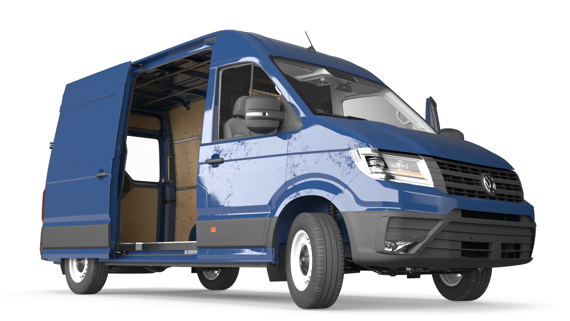 3D model Volkswagen Crafter Van 2024 Blue Color Rigged