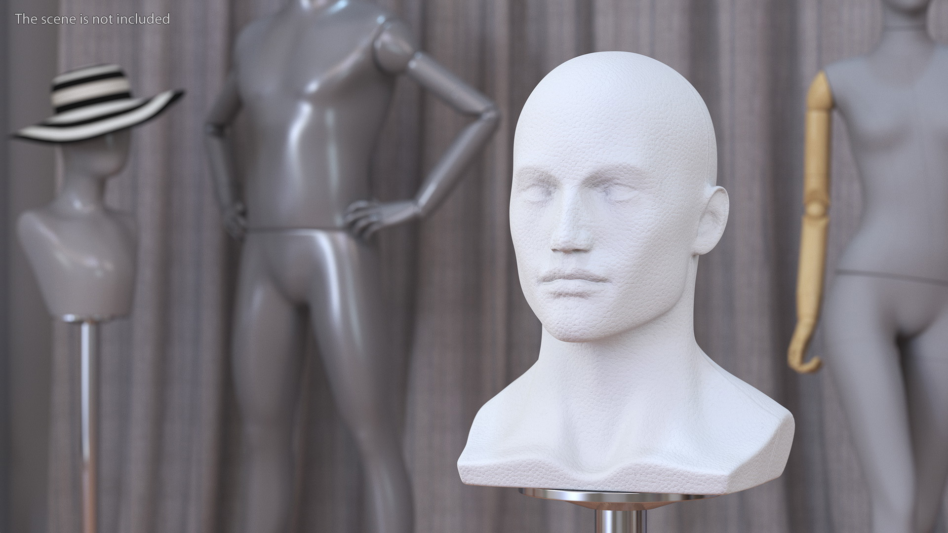 3D model Styrofoam Male Mannequin Head White