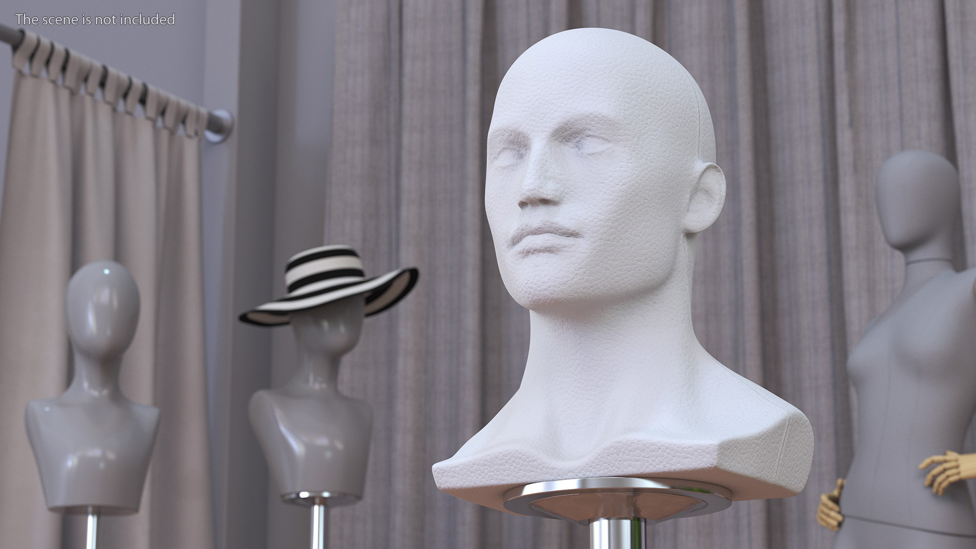 3D model Styrofoam Male Mannequin Head White