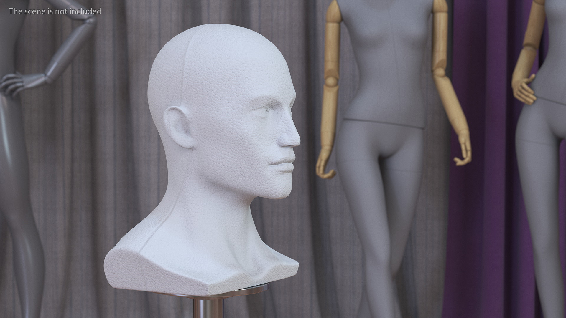 3D model Styrofoam Male Mannequin Head White