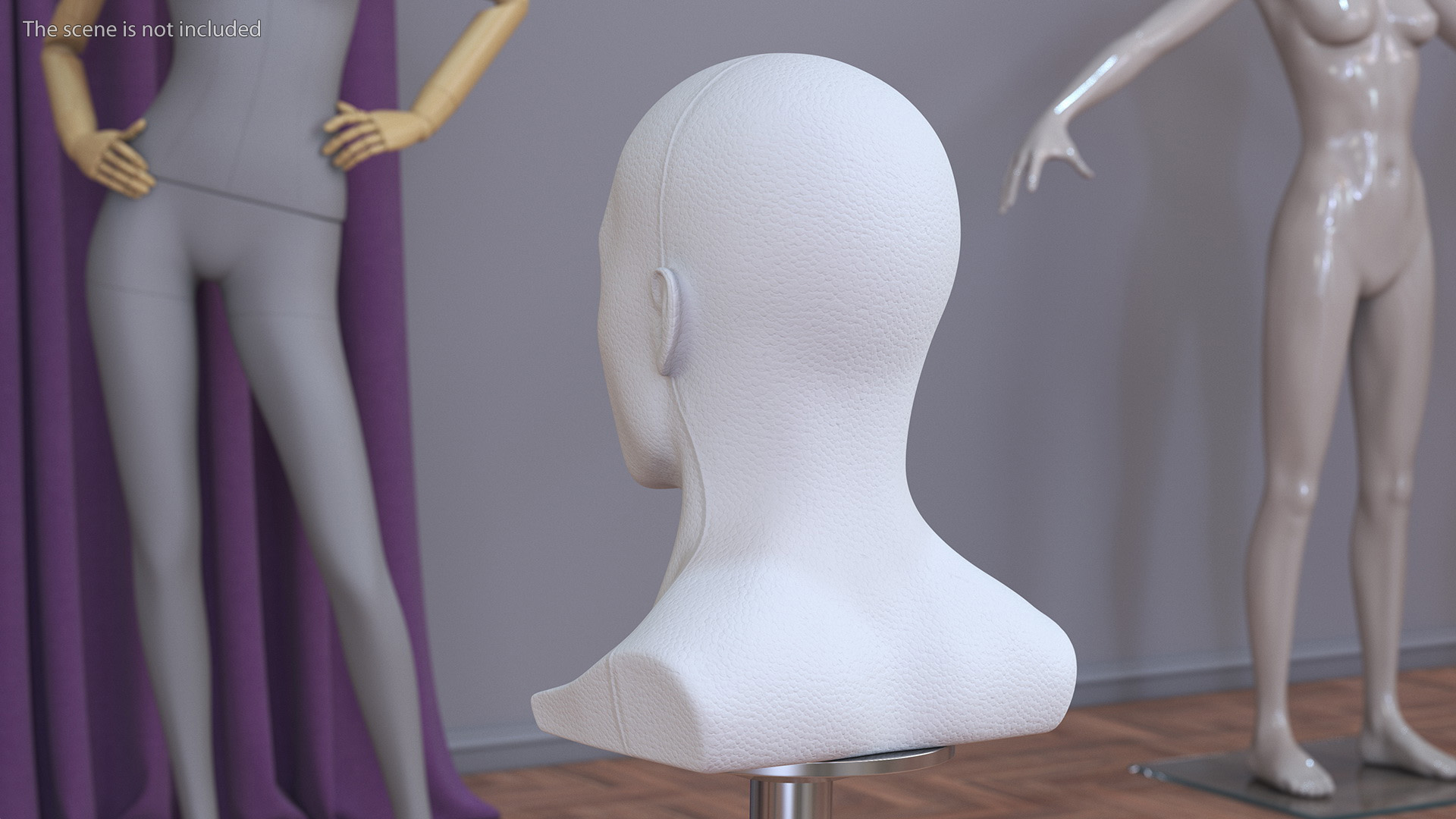 3D model Styrofoam Male Mannequin Head White