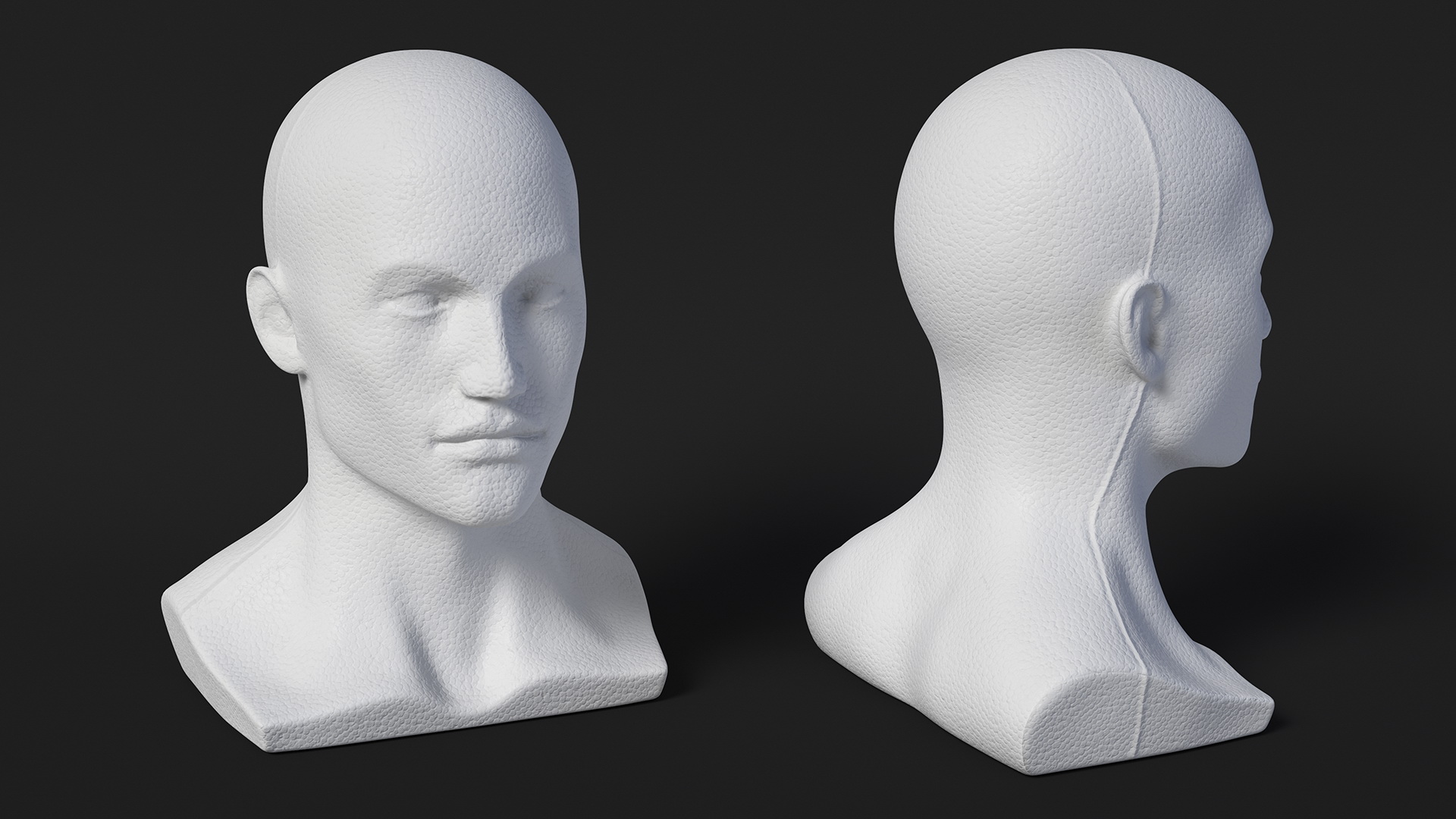 3D model Styrofoam Male Mannequin Head White