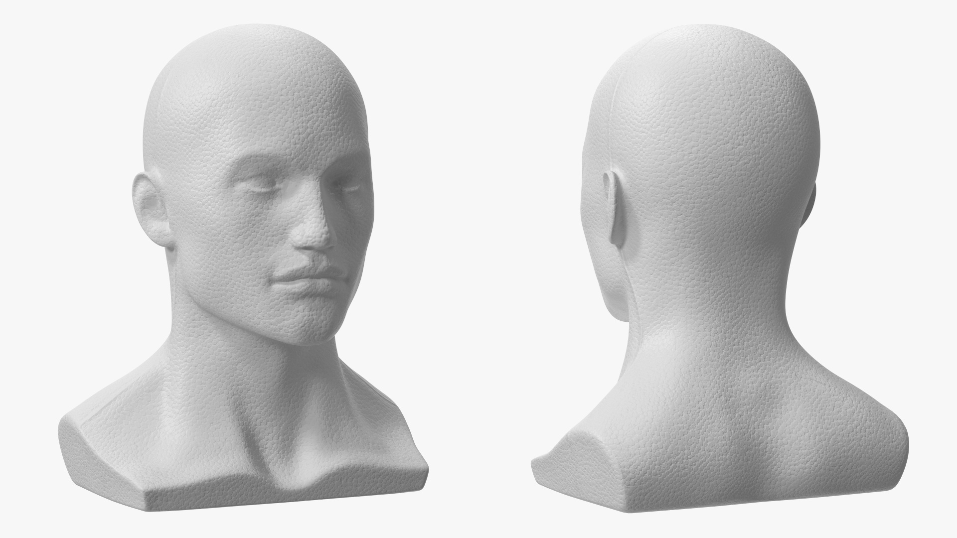 3D model Styrofoam Male Mannequin Head White