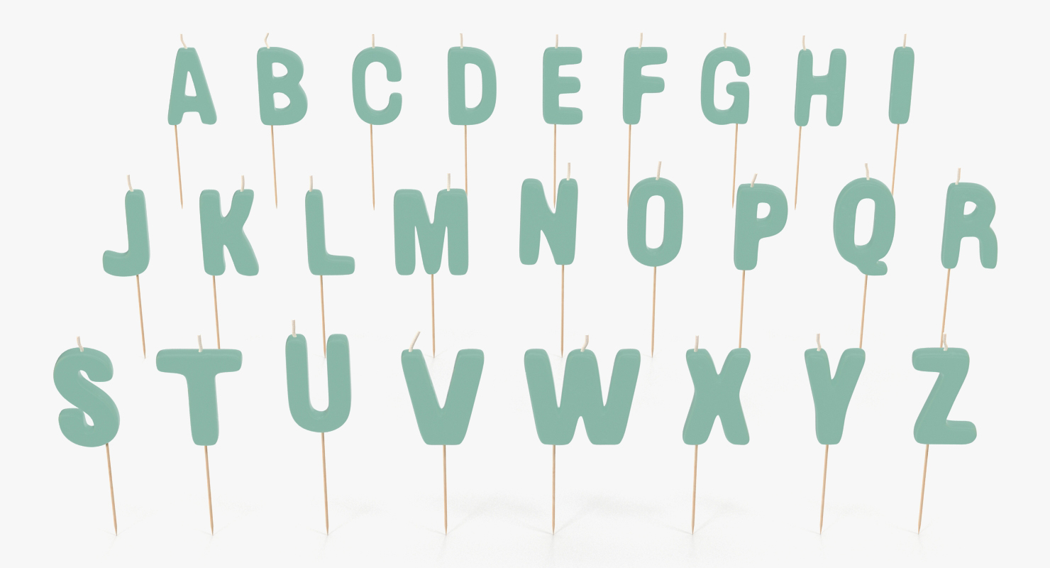 Alphabet Birthday Candles Set 3D model