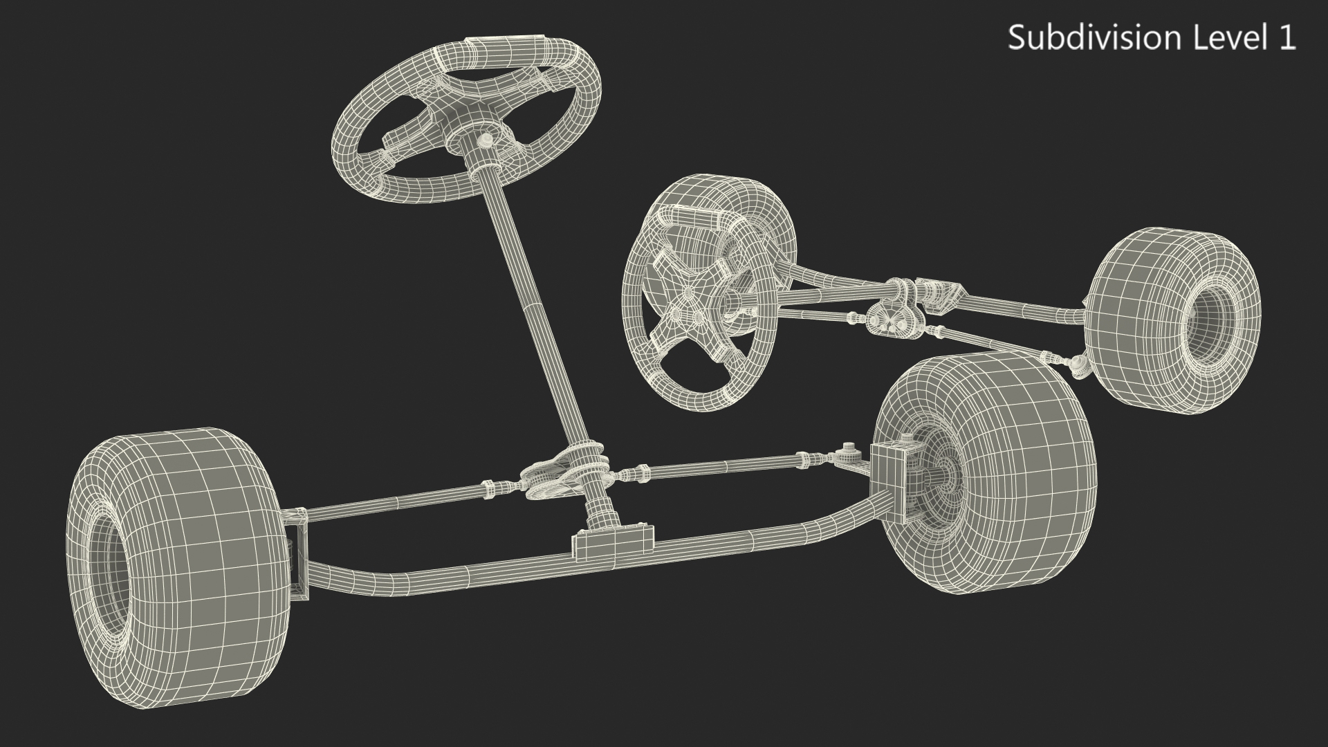 3D model Kart Front Steering Wheel Axle