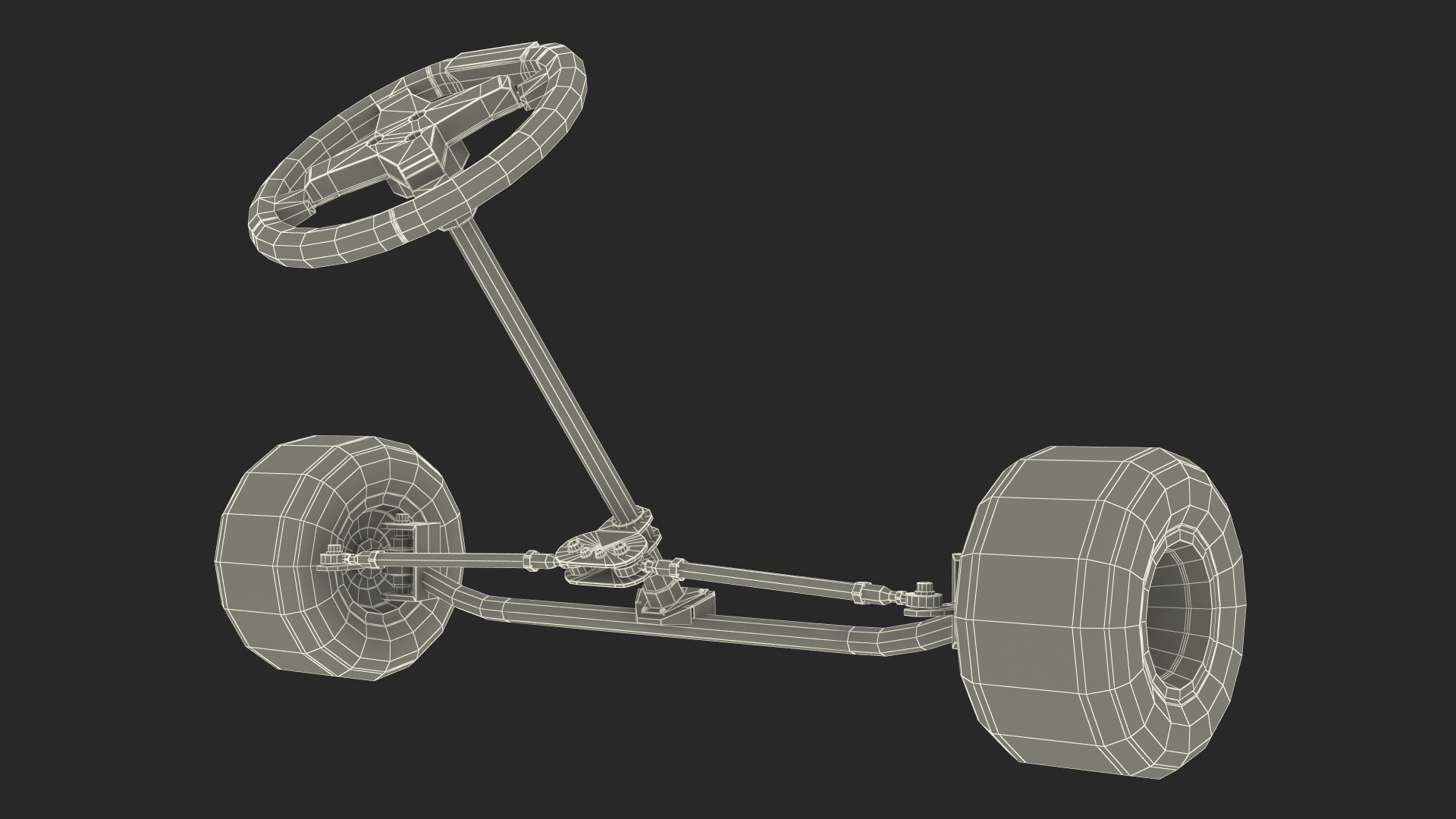 3D model Kart Front Steering Wheel Axle