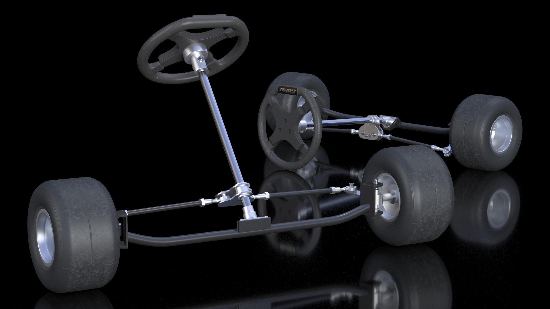 3D model Kart Front Steering Wheel Axle