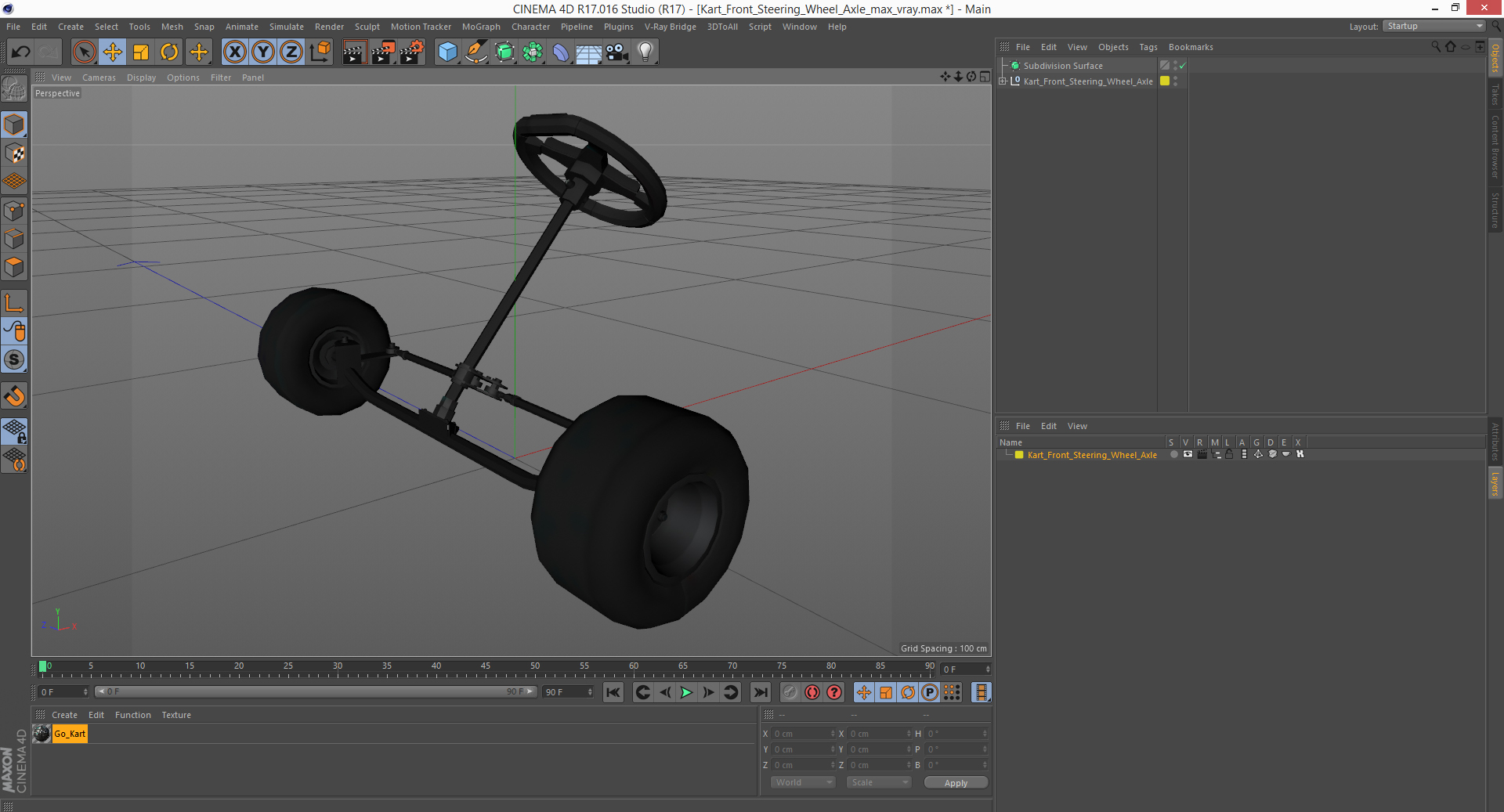 3D model Kart Front Steering Wheel Axle