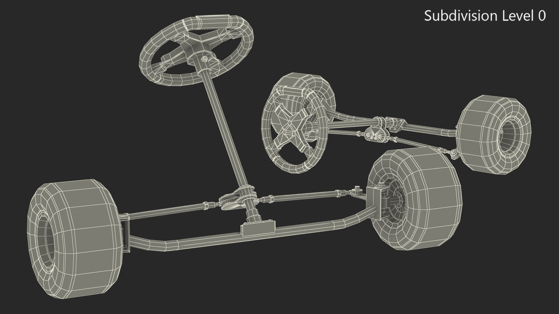 3D model Kart Front Steering Wheel Axle