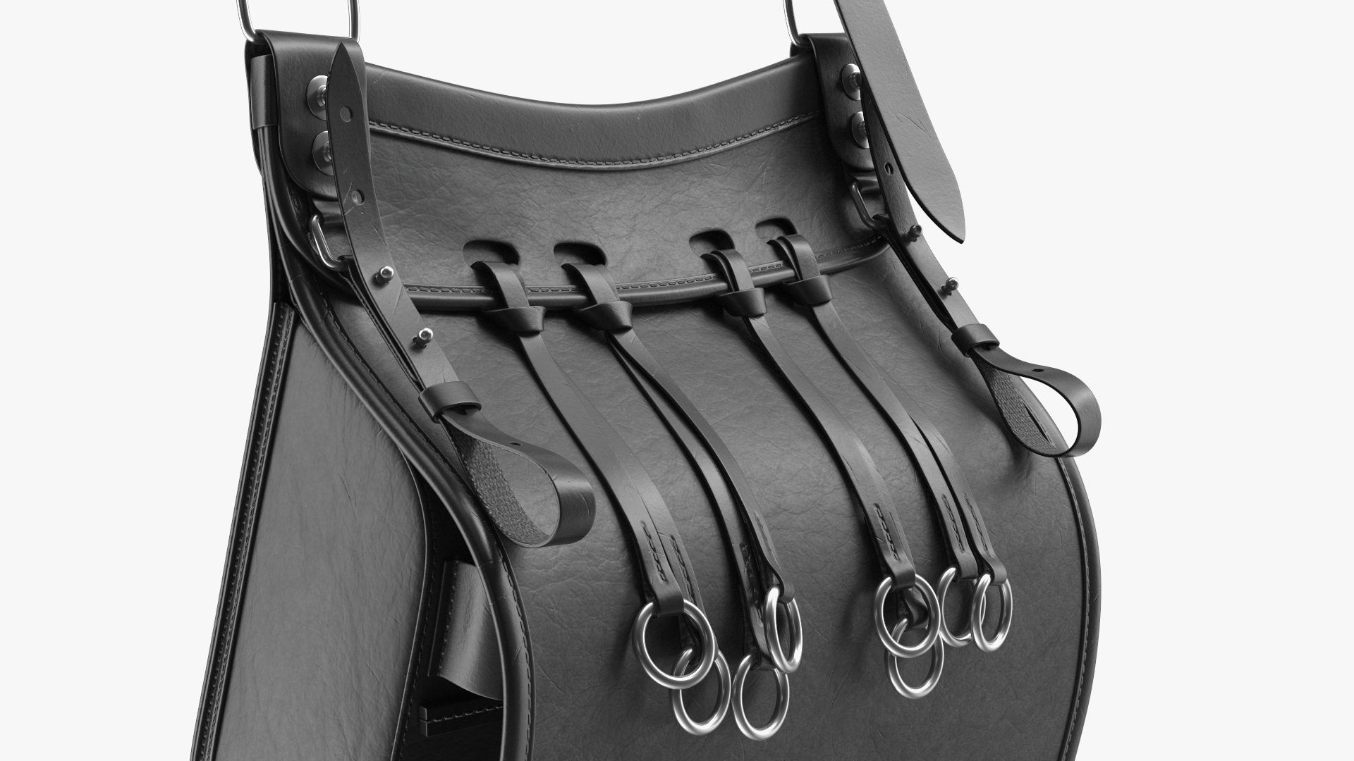 3D Original Hunting Leather Shoulder Bag in Black