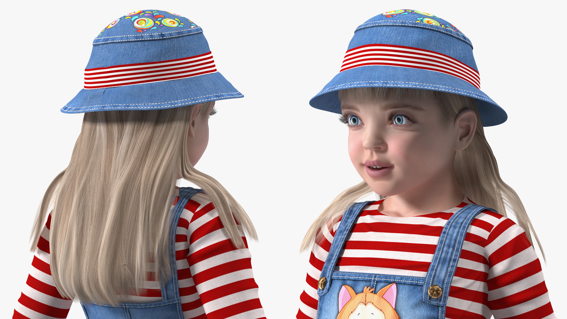 3D model Standing Girl Child Denim Suit