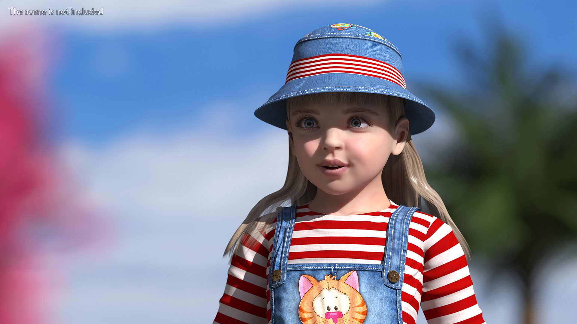3D model Standing Girl Child Denim Suit