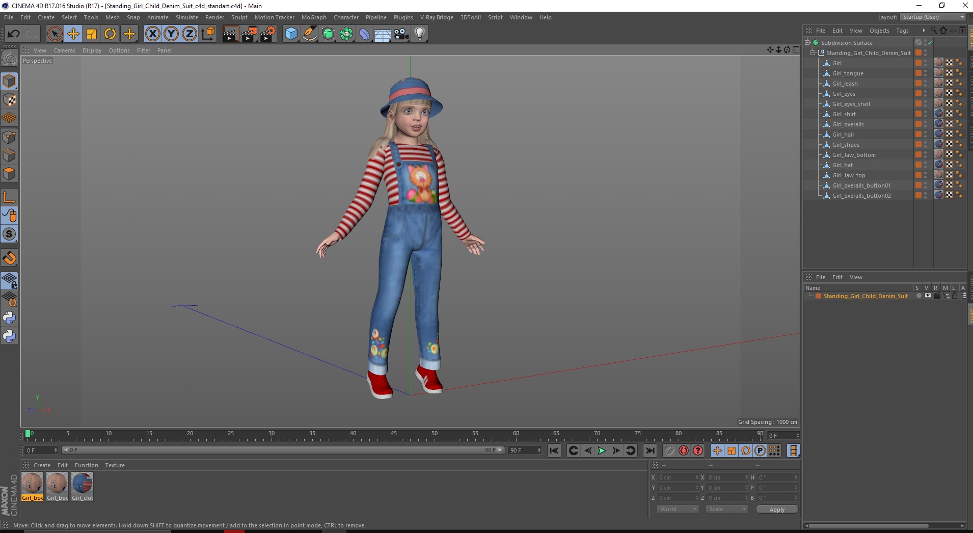 3D model Standing Girl Child Denim Suit