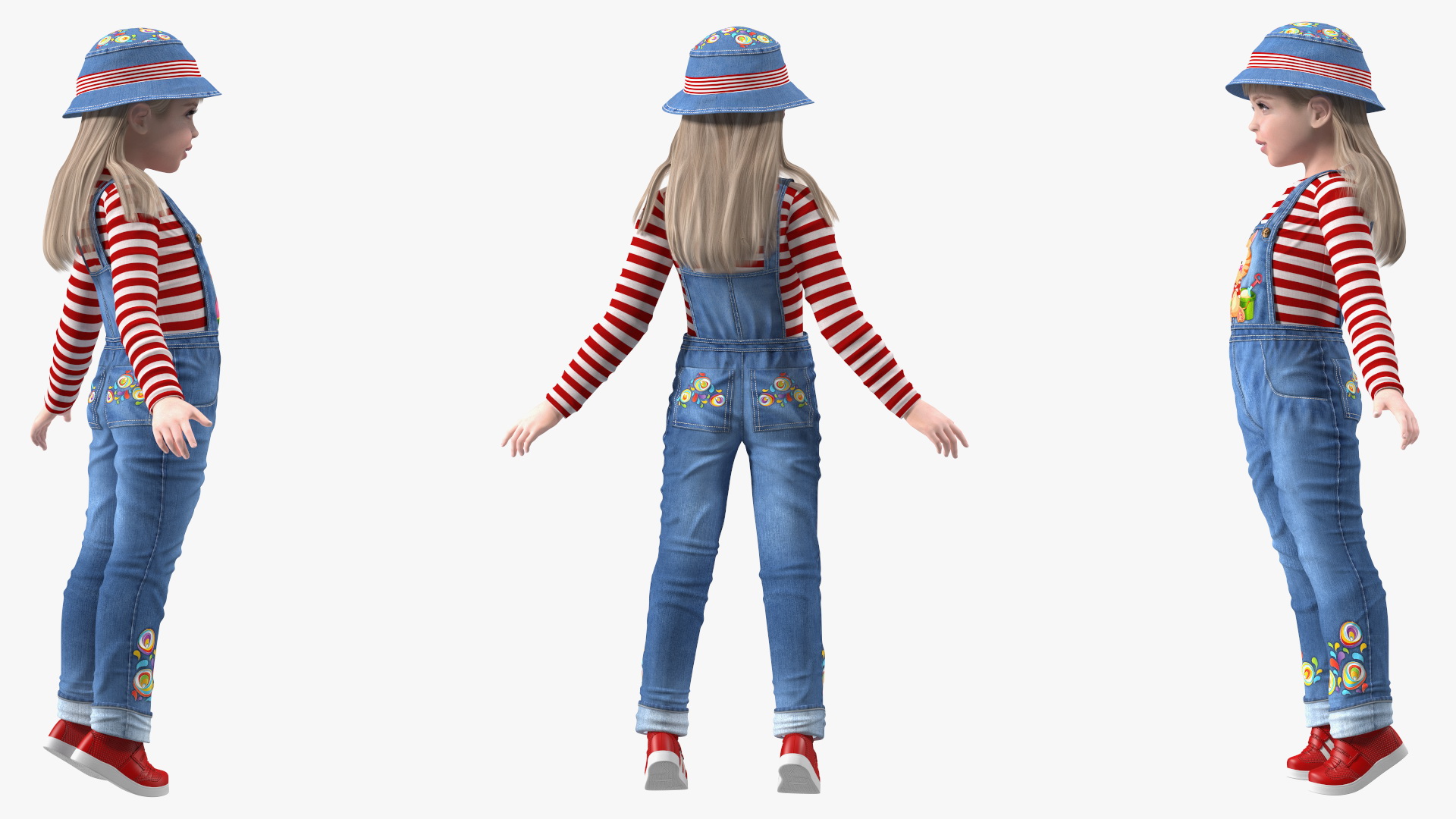 3D model Standing Girl Child Denim Suit