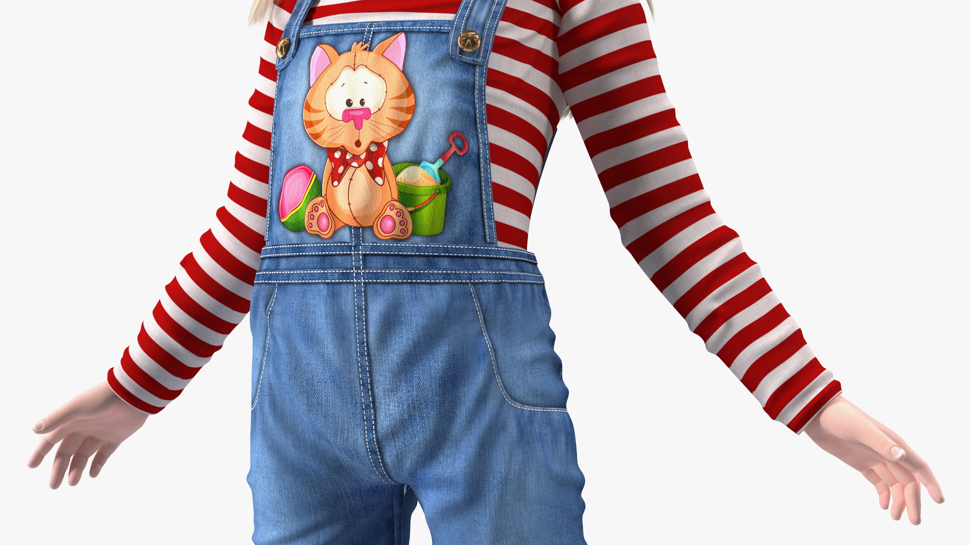 3D model Standing Girl Child Denim Suit