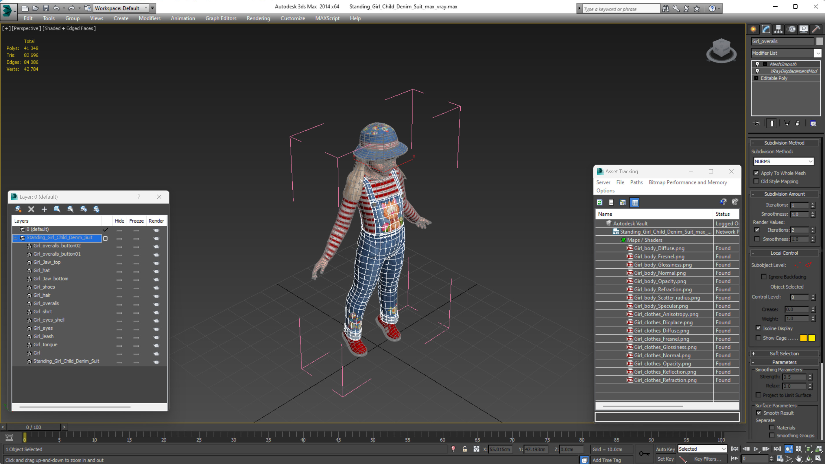 3D model Standing Girl Child Denim Suit