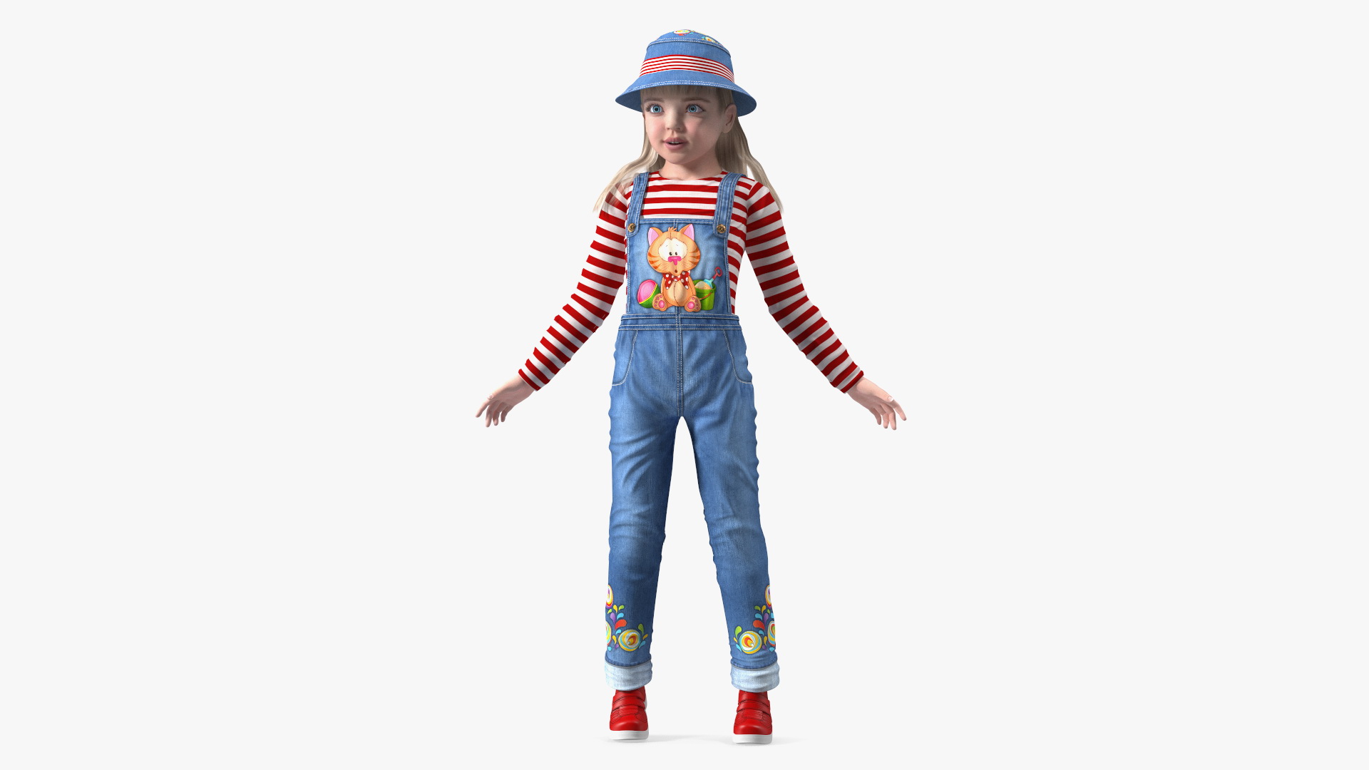 3D model Standing Girl Child Denim Suit