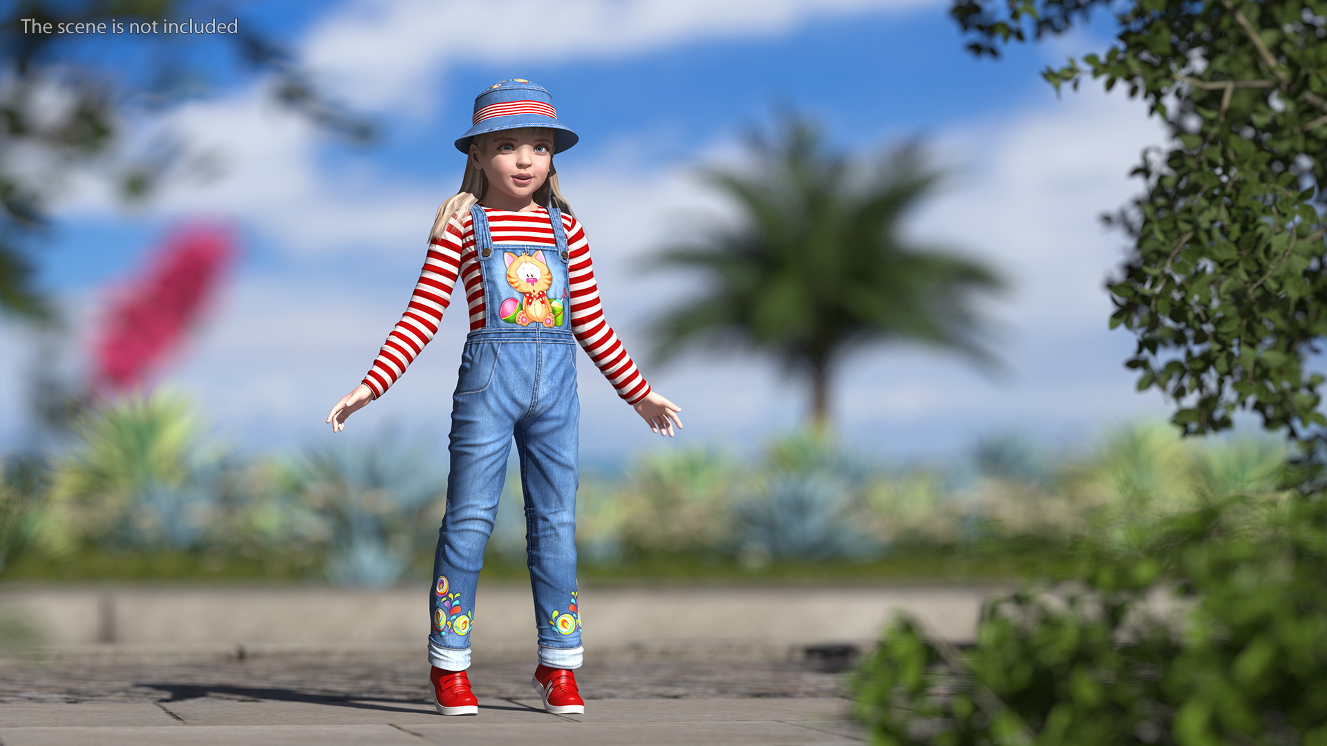 3D model Standing Girl Child Denim Suit
