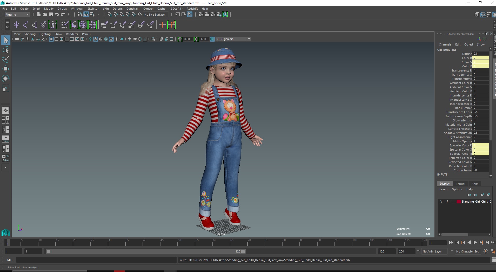 3D model Standing Girl Child Denim Suit