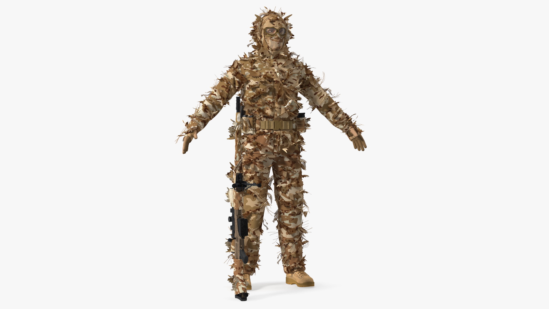 3D model Sniper with Barrett 98 Bravo T-pose
