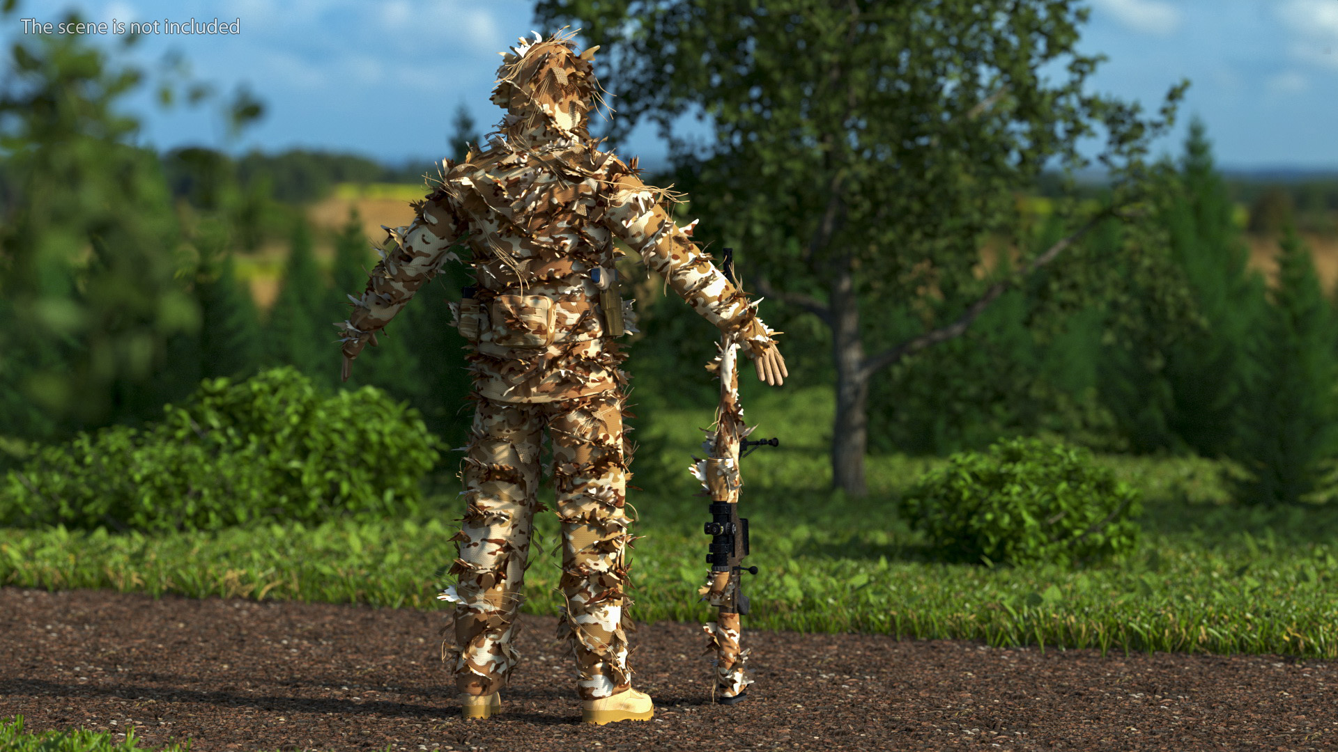3D model Sniper with Barrett 98 Bravo T-pose
