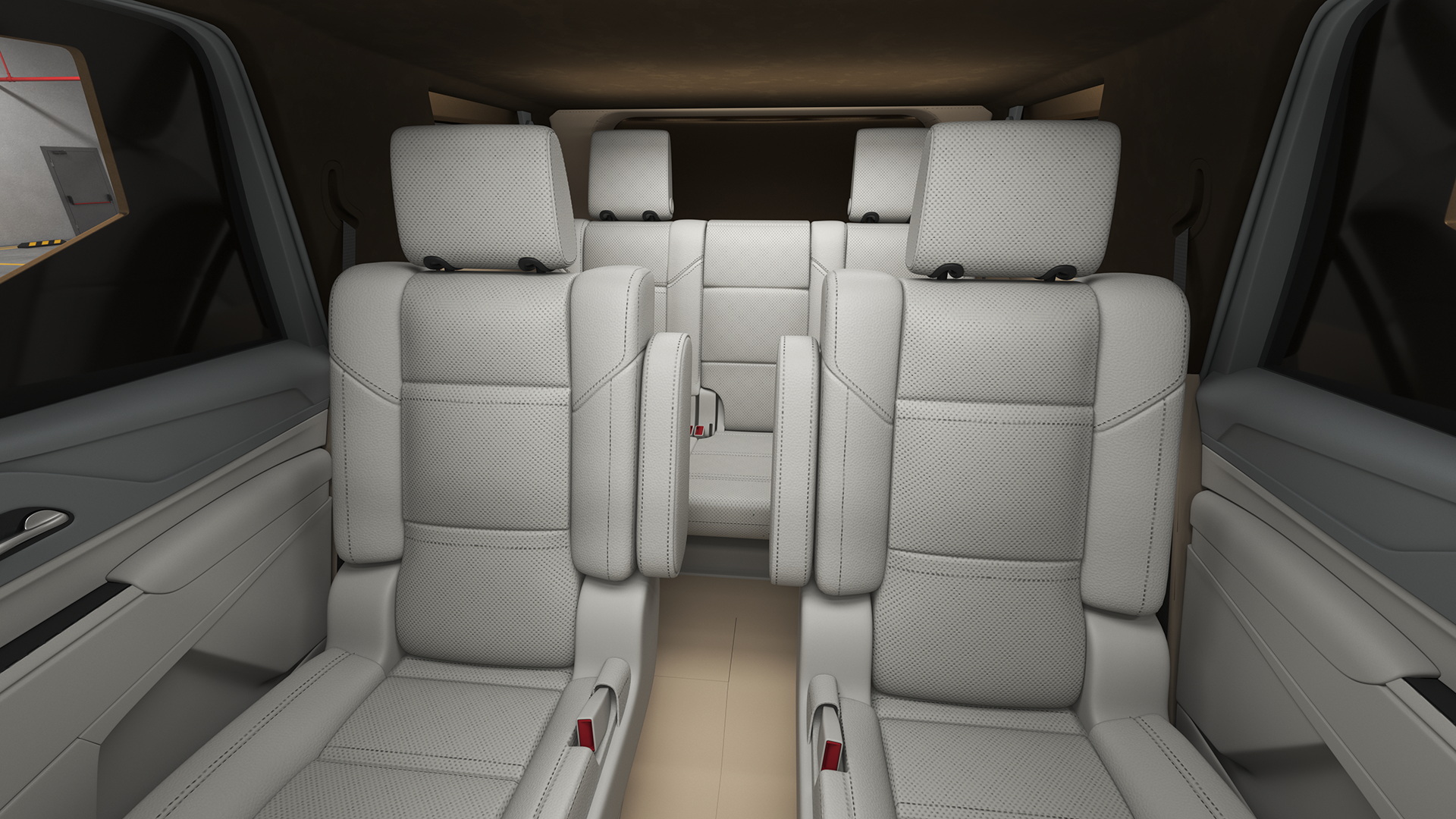3D Armored Sand Colored SUV with Lights Off Rigged for Maya