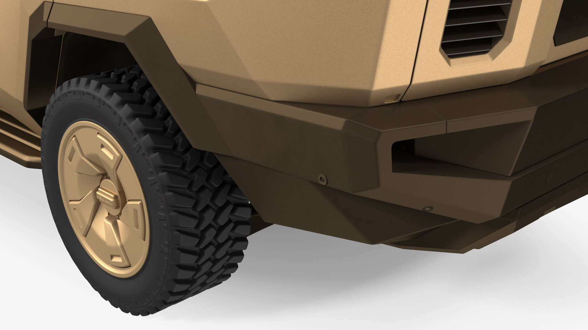 3D Armored Sand Colored SUV with Lights Off Rigged for Maya