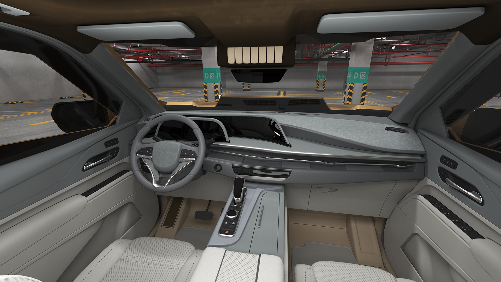 3D Armored Sand Colored SUV with Lights Off Rigged for Maya