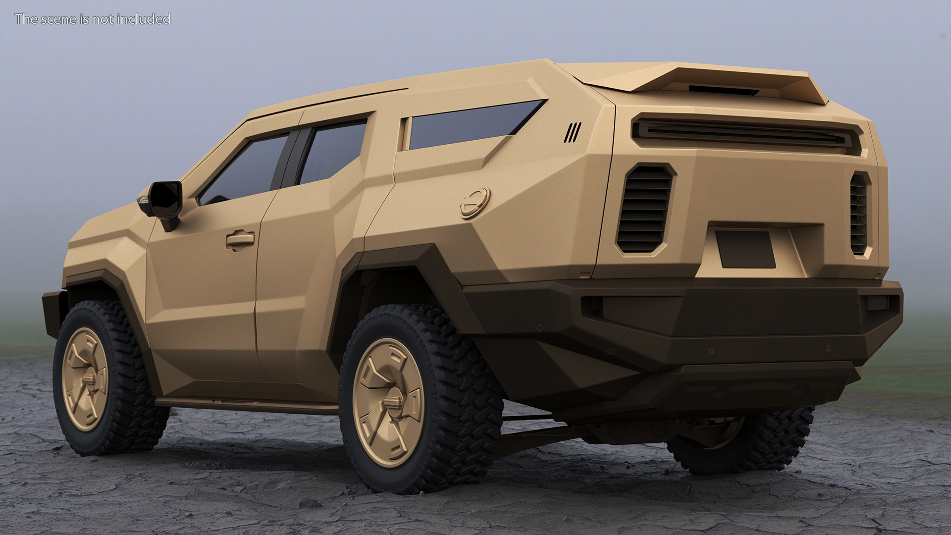 3D Armored Sand Colored SUV with Lights Off Rigged for Maya