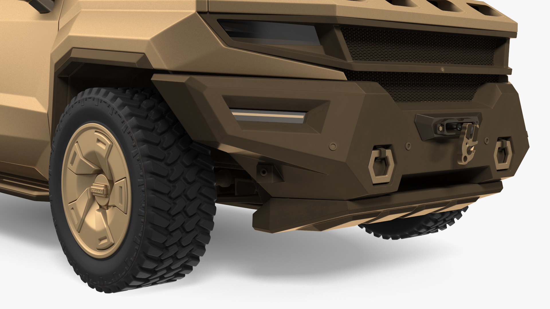 3D Armored Sand Colored SUV with Lights Off Rigged for Maya