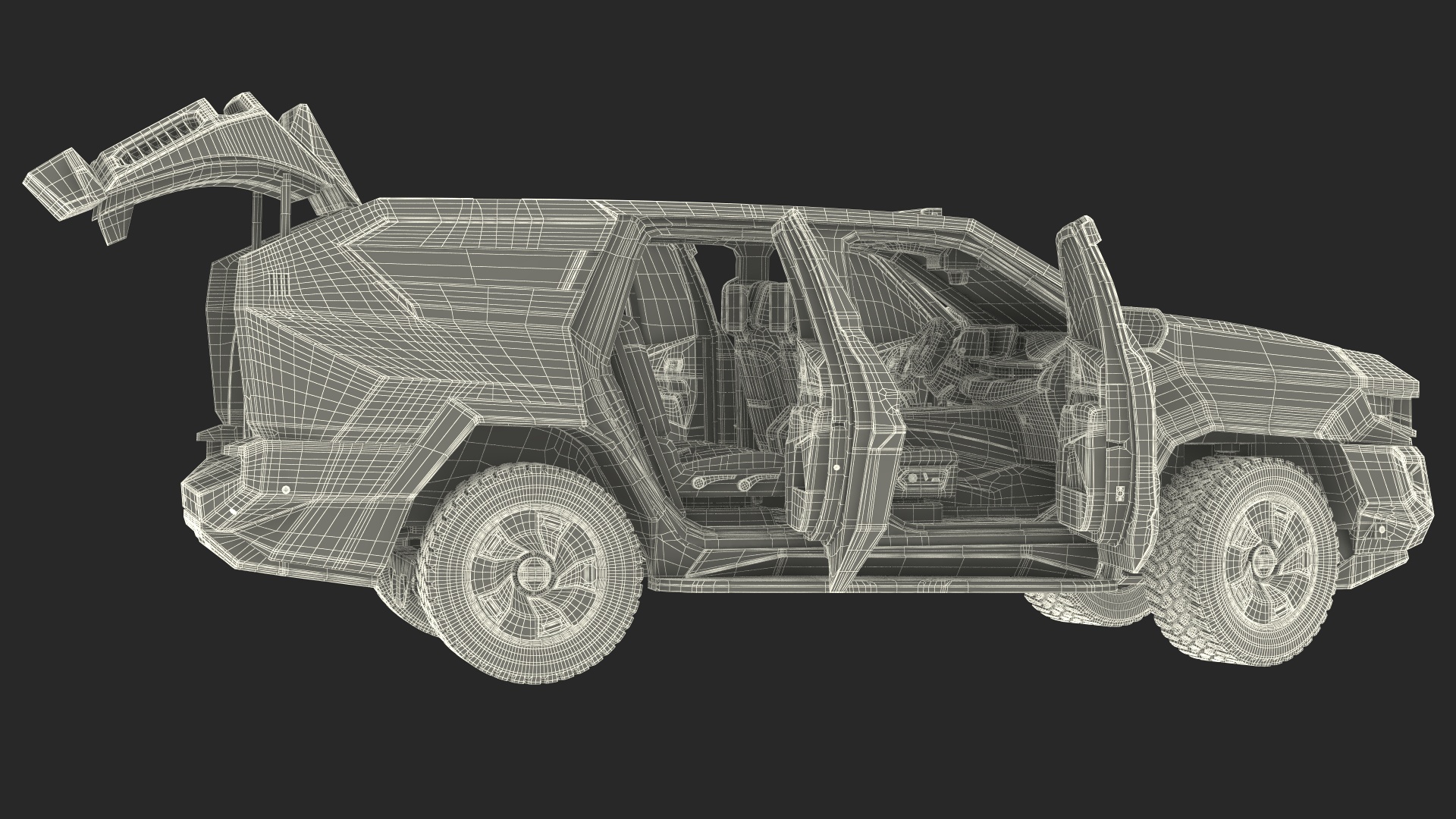 3D Armored Sand Colored SUV with Lights Off Rigged for Maya