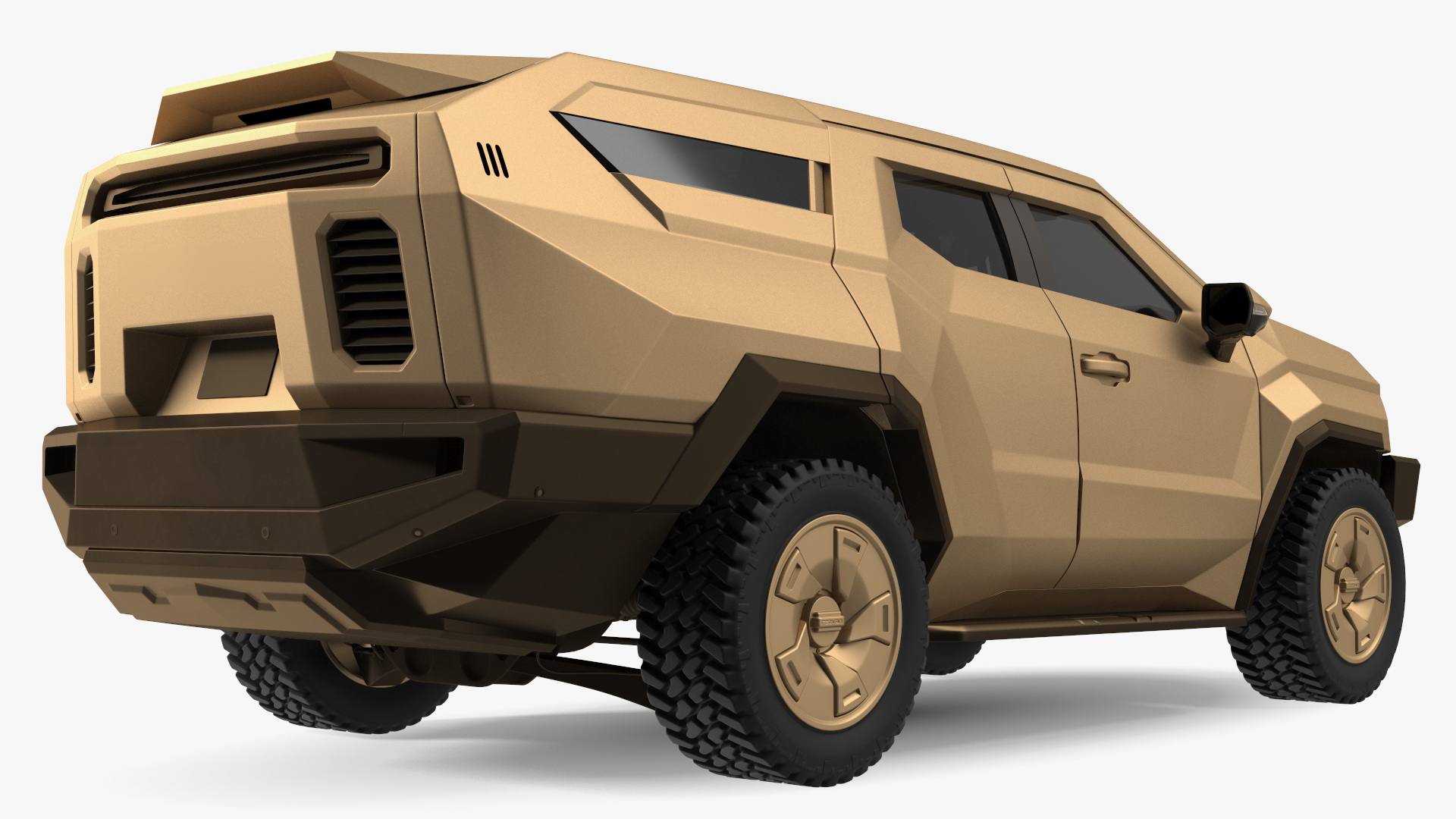 3D Armored Sand Colored SUV with Lights Off Rigged for Maya