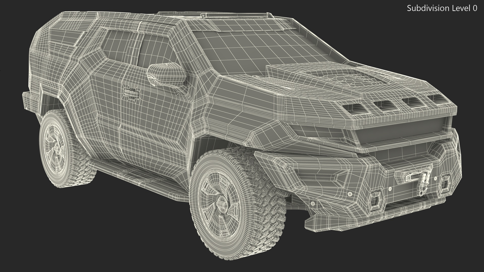3D Armored Sand Colored SUV with Lights Off Rigged for Maya