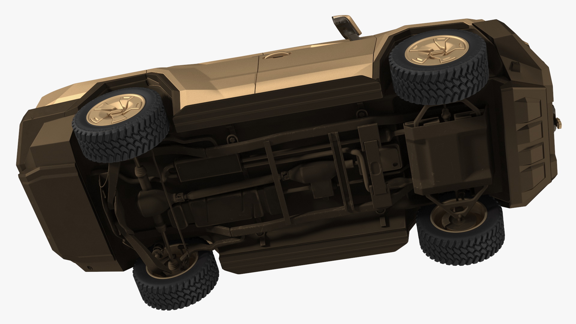 3D Armored Sand Colored SUV with Lights Off Rigged for Maya