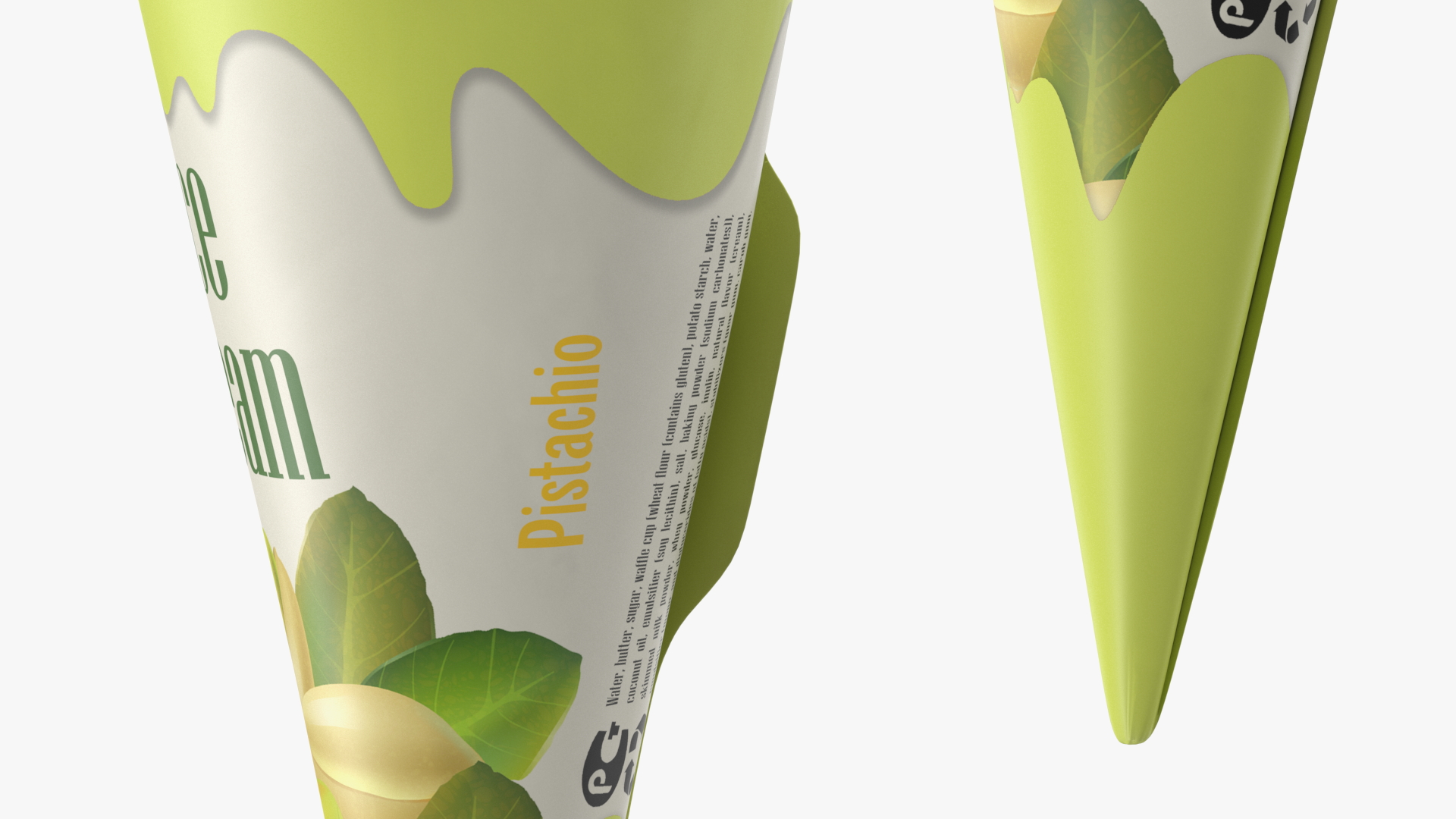 3D model Cone Ice Cream with Cap Mockup Pistachio