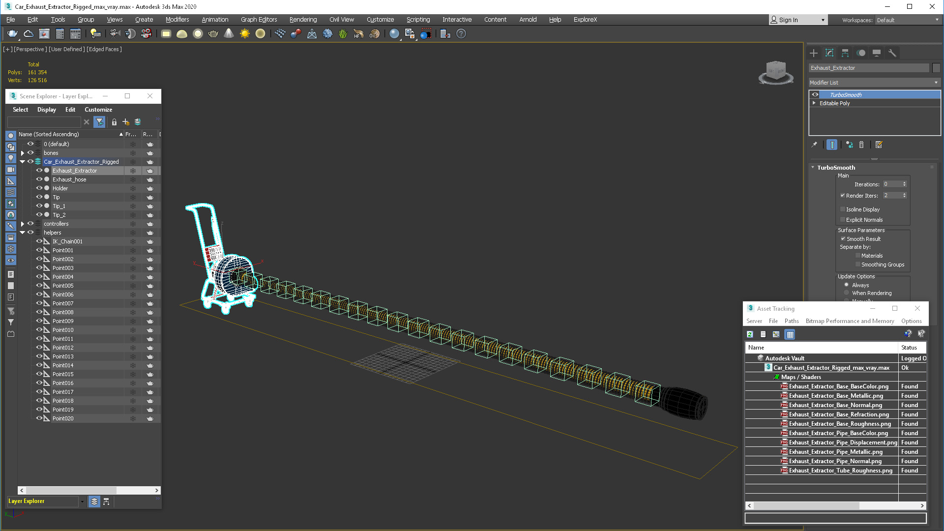 3D Car Exhaust Extractor Rigged model