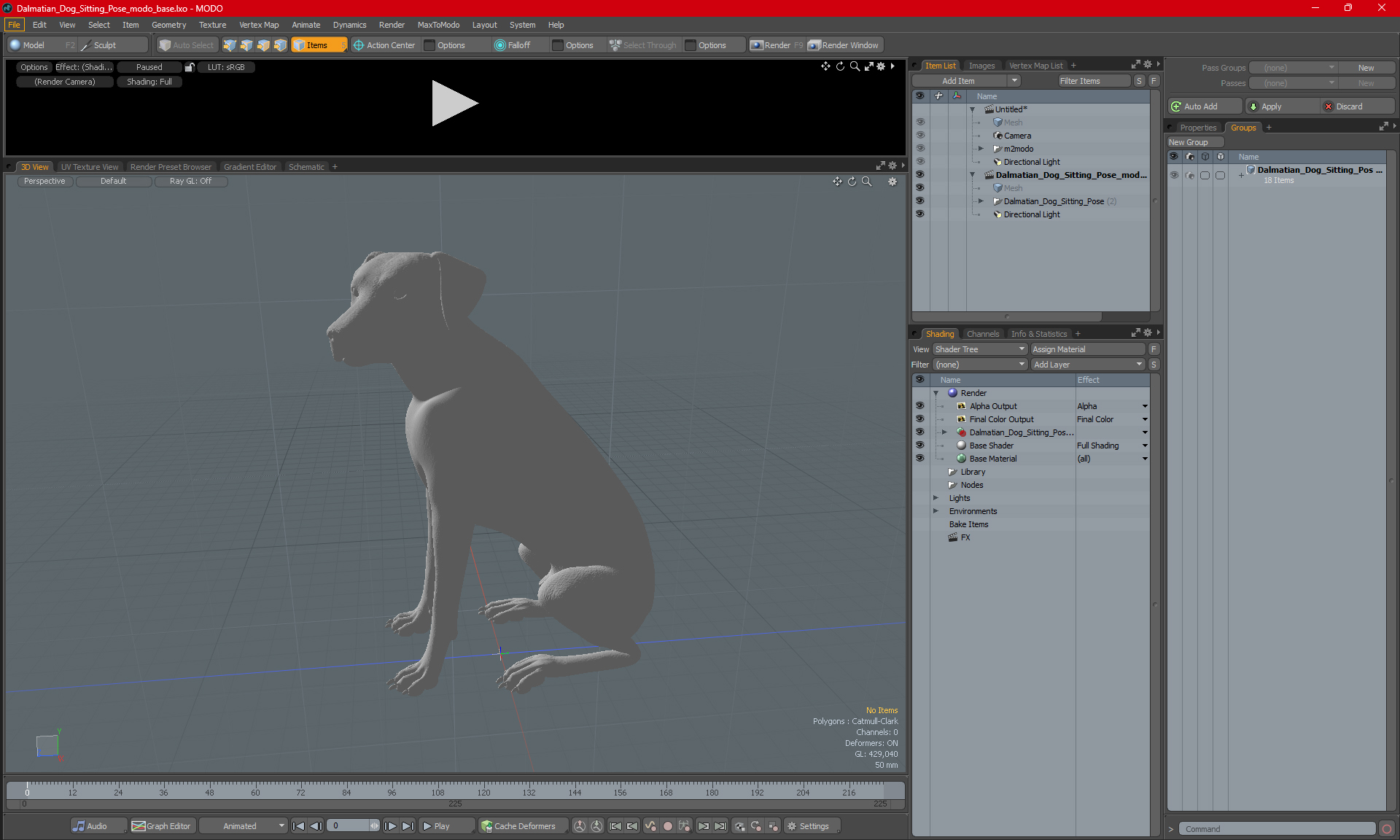 3D Dalmatian Dog Sitting Pose