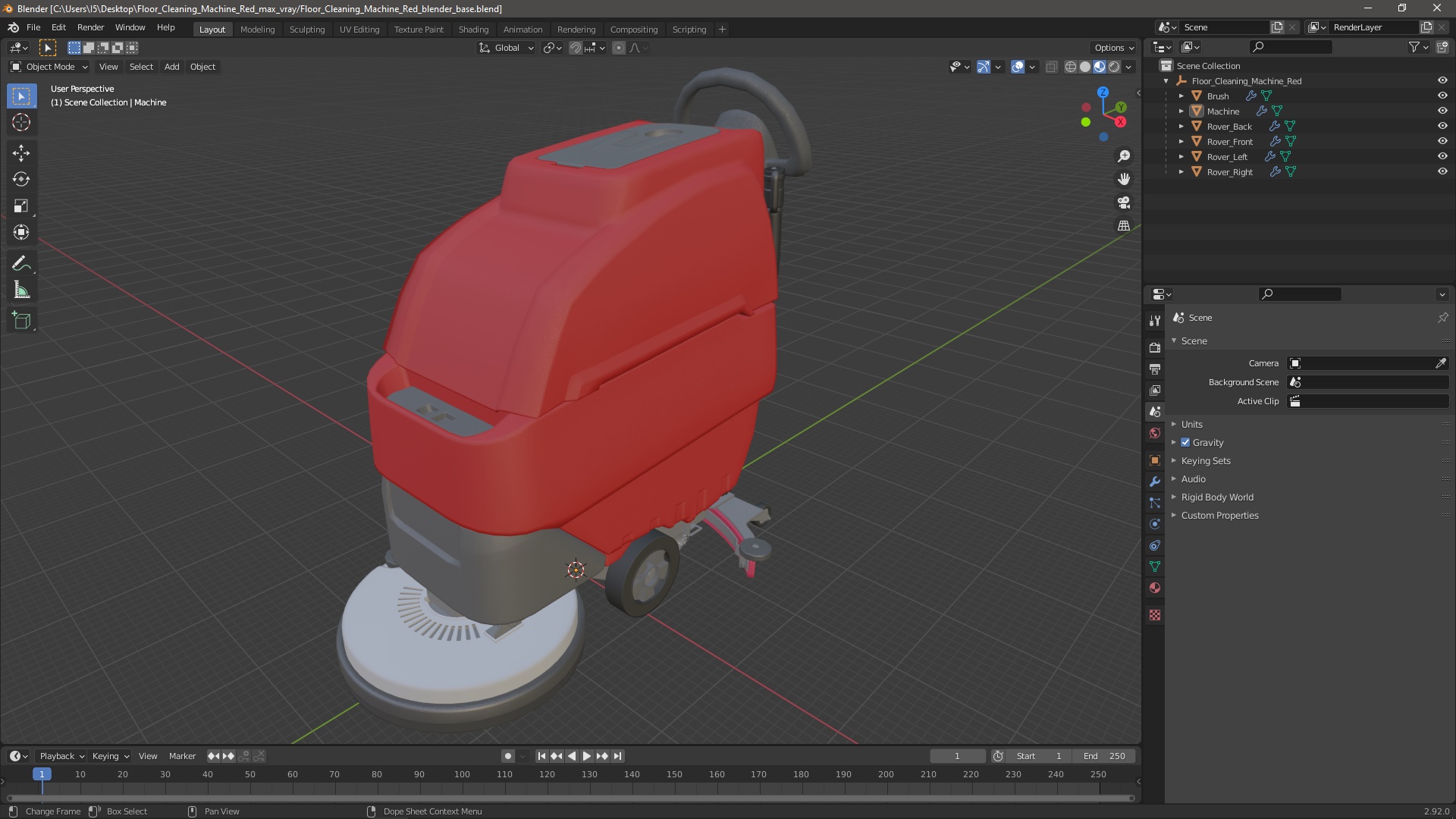 3D Floor Cleaning Machine Red
